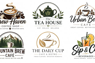 design coffee shop, tea house, cafe and beverage logo