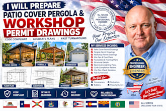 prepare patio cover pergola and workshop permit drawings