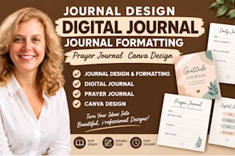 design digital journals, prayer journals in canva