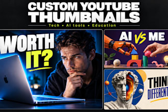 design youtube thumbnails for tech and education channels