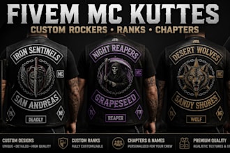 create fivem mc kuttes with custom chapter rockers and ranks