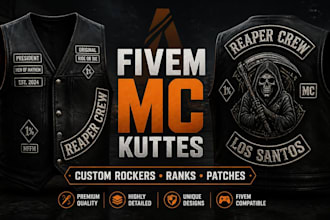 create fivem mc kuttes with custom chapter rockers and ranks