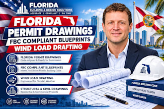 florida permit drawings, fbc compliant blueprints, wind load drafting