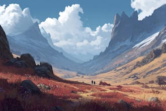 draw watercolor landscape and nature illustrations