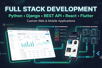 develop a python django rest API web app with react or flutter