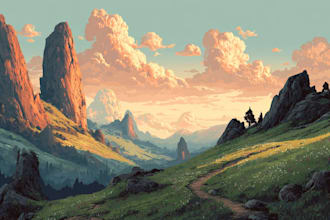 design colorful botanical and nature landscape art