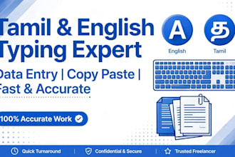 do accurate tamil and english data entry typing and copy paste work