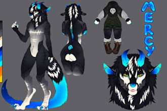 design furry ref sheet anthro character feral furry art character design