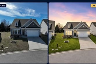 edit property photos for real estate listing, furniture and enhance houses image