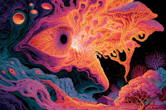 design vibrant trippy artwork with wild psychedelic elements