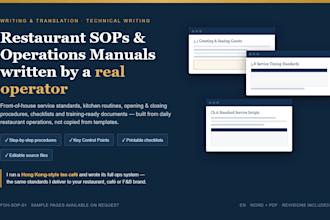 write restaurant standard operating procedures and operations manuals