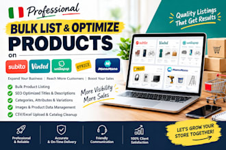 bulk list and optimize products on subito vinted wallapop eprice and manomano