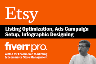 setup ads campaign or seo listing optimization or design infographics for etsy