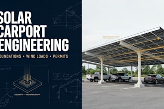 design solar carports, parking canopies, foundations and permits