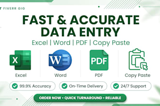 do data entry, copy paste, excel and typing work