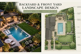 design backyard front yard landscape architecture, garden, pool site master plan