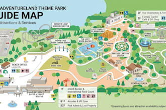 design a theme park, festival, tourism, event and vector map