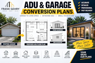 create adu, garage conversion and small house plans in autocad