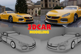 do 3d car modeling rigging and animation, game ready low poly vehicle