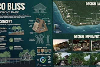 create a landscape architecture masterplan 3d rendering