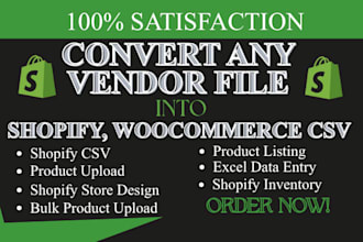 convert vendor file to shopify CSV matrixify format, woocommerce product upload
