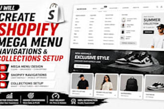 create shopify mega menu design, shopify collections setup