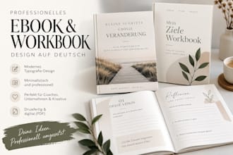 design typography and minimalist ebook workbook in german