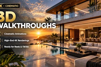 create professional 3d architectural walkthrough animation and rendering