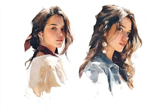 draw half body full color caricature