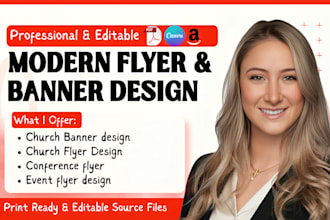 design professional church conference flyer, church event banner canva flyer