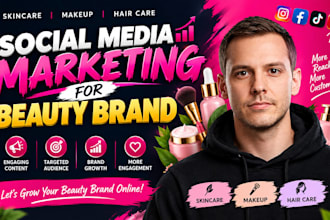 market brand with social media for skincare makeup and haircare