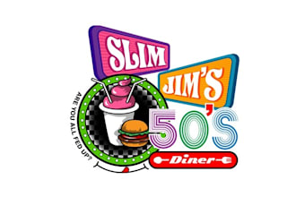 do vintage cool logo for slim jims 50s diner cake ice cream