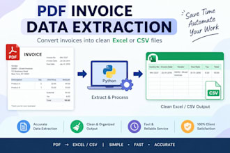 extract data from PDF invoices and convert it to excel or CSV