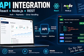 integrate rest API in react node js apps with auth and payments