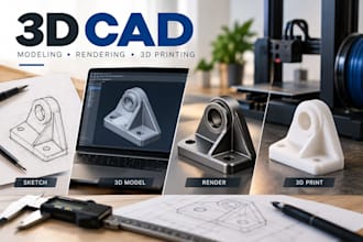 design 3d cad models, 3d modeling rendering, stl files, 3d printing prototyping