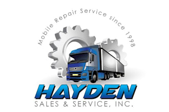 design tractor trailer mobile repair service logo