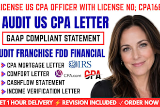 audit franchise fdd financials, write US CPA letter and gaap compliant statement