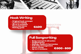 write your song lyrics, hook and vocal melody