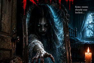 design a terrifying horror book cover illustration