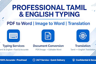 do fast and accurate tamil and english typing and translation work