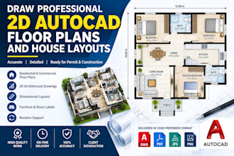 draw professional 2d autocad floor plans and house layouts