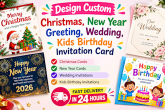 design custom christmas,new year greeting,wedding,kids birthday invitation card