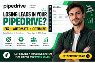 setup, automate and optimize pipedrive CRM, sales pipeline and workflows
