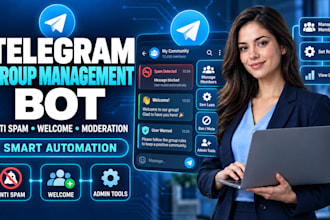 build telegram group management bot anti spam moderation welcome messages