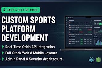 develop custom sports web application, live odds API, and dashboard b et a pp