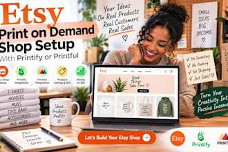 setup etsy print on demand store, printify printful print on demand etsy shop