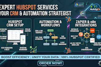setup hubspot crm, hubspot automation, and integrations with zapier and n8n
