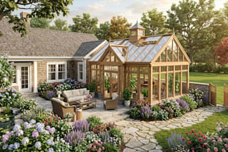 design 3d models and renderings for conservatory, garden shed, and hut