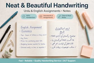 do neat urdu and english handwriting for assignment and notes