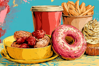illustrate your food pop art illustration
